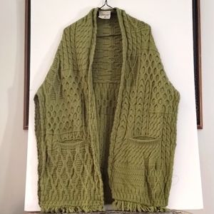 Connemara Merino Wool Shawl Moto Boho Ireland Knit Sweater